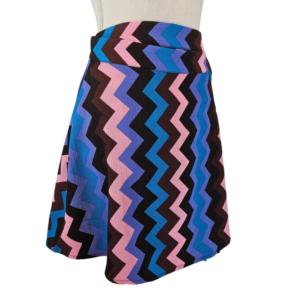 NWT Something New Textured Pink Aqua Chevron Stretch Wrap Strap Tie Mini Skirt M